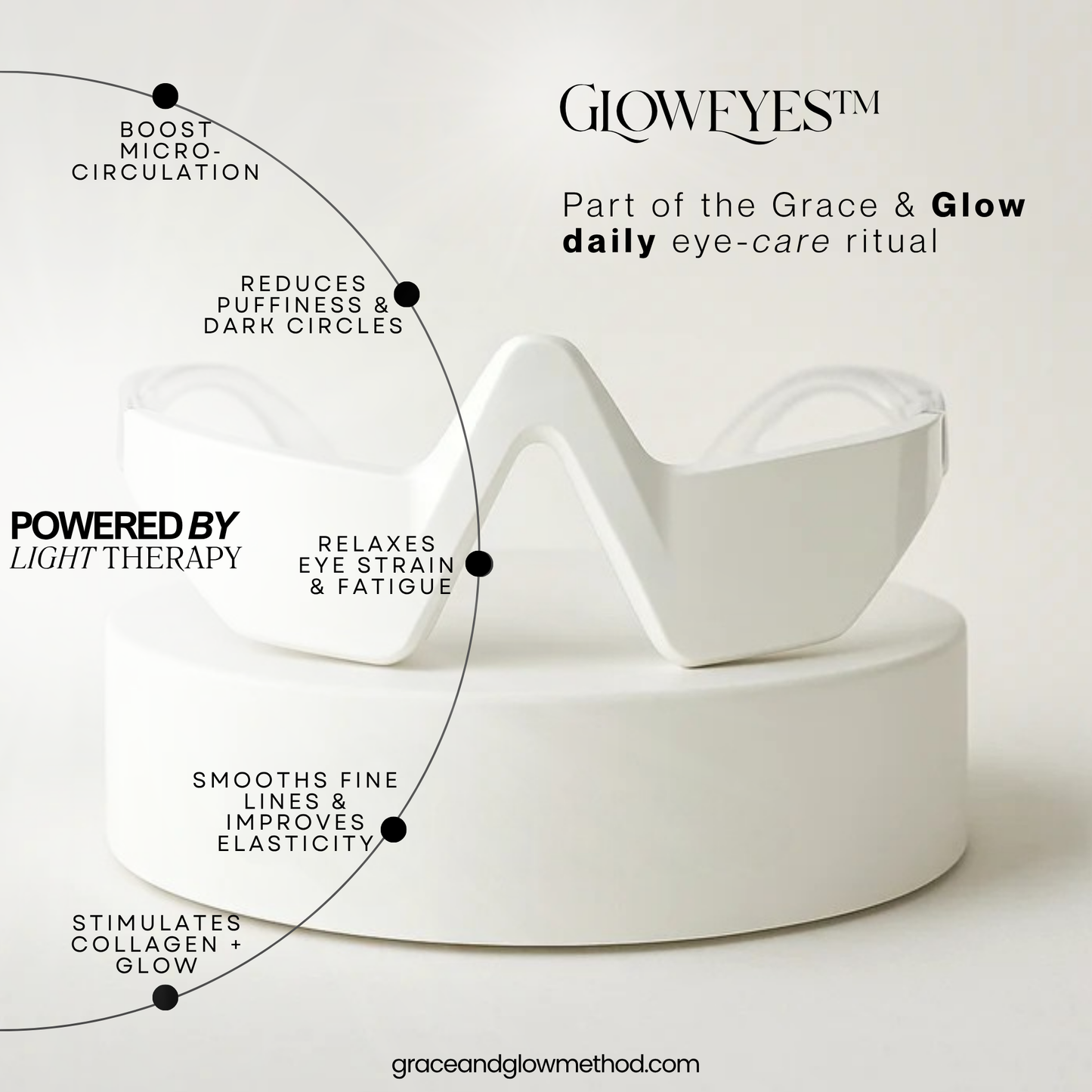 GlowEyes™ — Heated EMS Eye Massager Red Light. Relief. Glow.