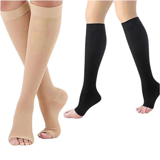 GlowSupport™ – Open-Toe Compression Socks for Circulation, Swelling & Post-Treatment Relief