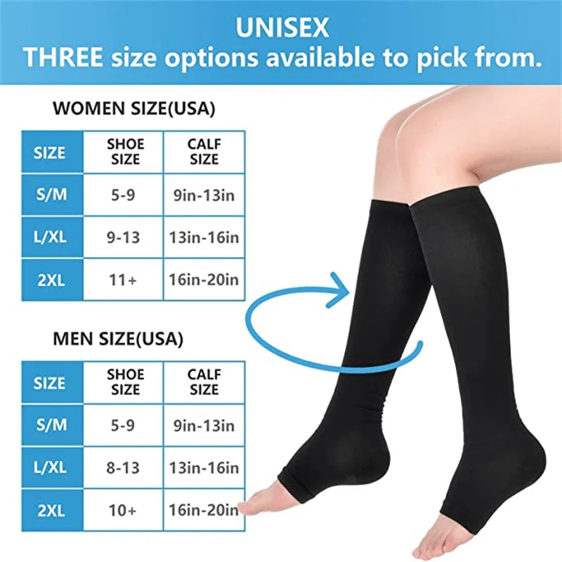 GlowSupport™ – Open-Toe Compression Socks for Circulation, Swelling & Post-Treatment Relief