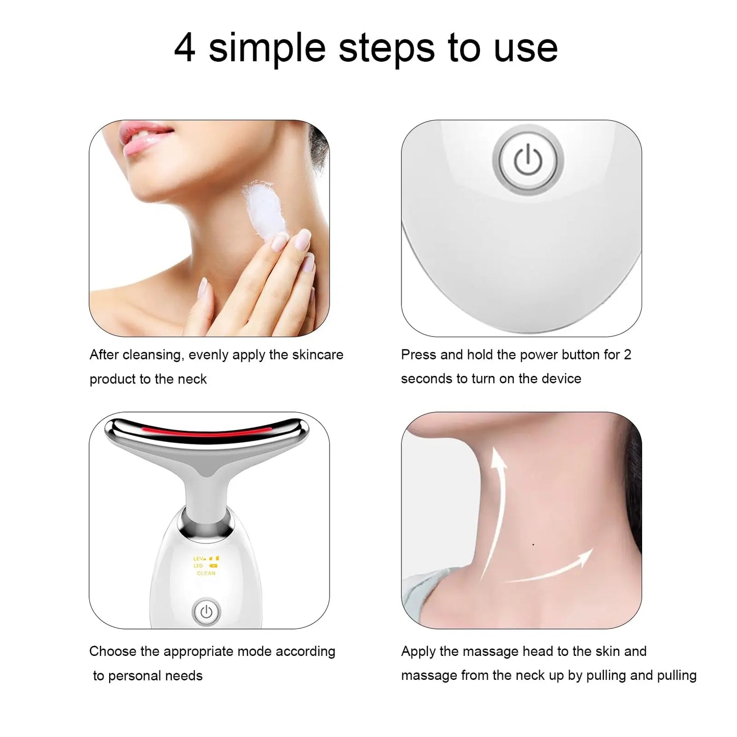 GlowNeck™ – LED Light Therapy Neck Massager for Skin Firming, Jaw Sculpting & Anti-Aging
