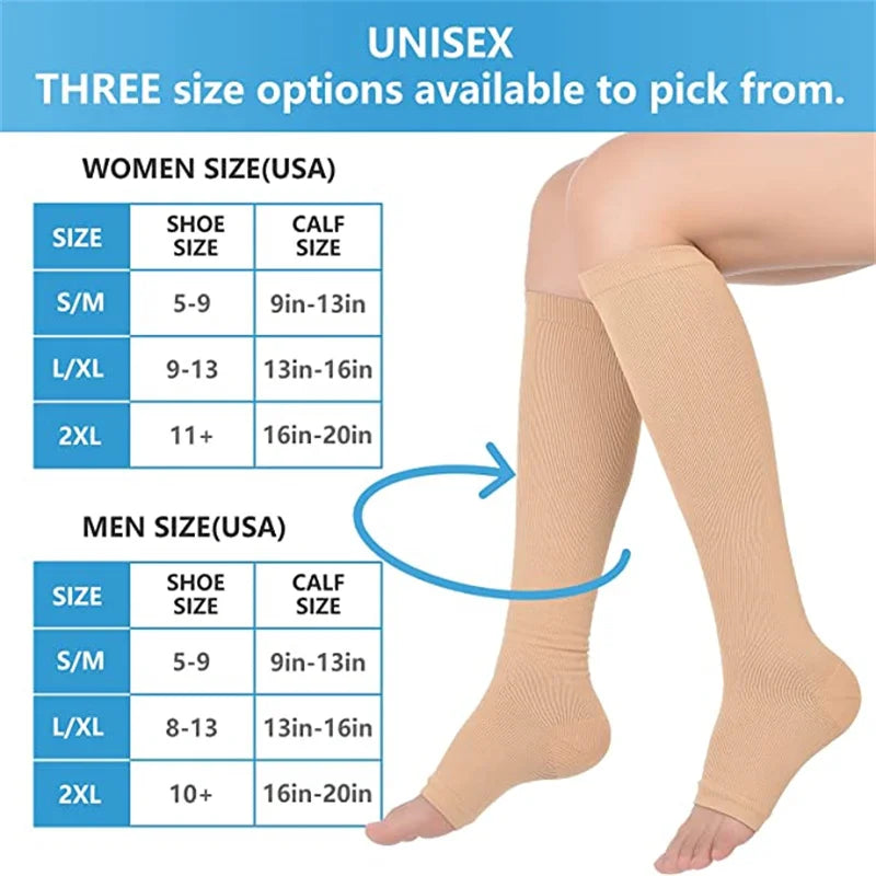GlowSupport™ – Open-Toe Compression Socks for Circulation, Swelling & Post-Treatment Relief