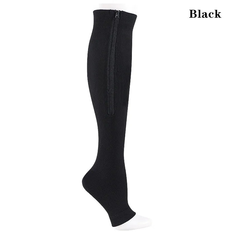 GlowSocks™ Open-Toe – Zipper Compression Socks for Circulation, Swelling & Daily Relief