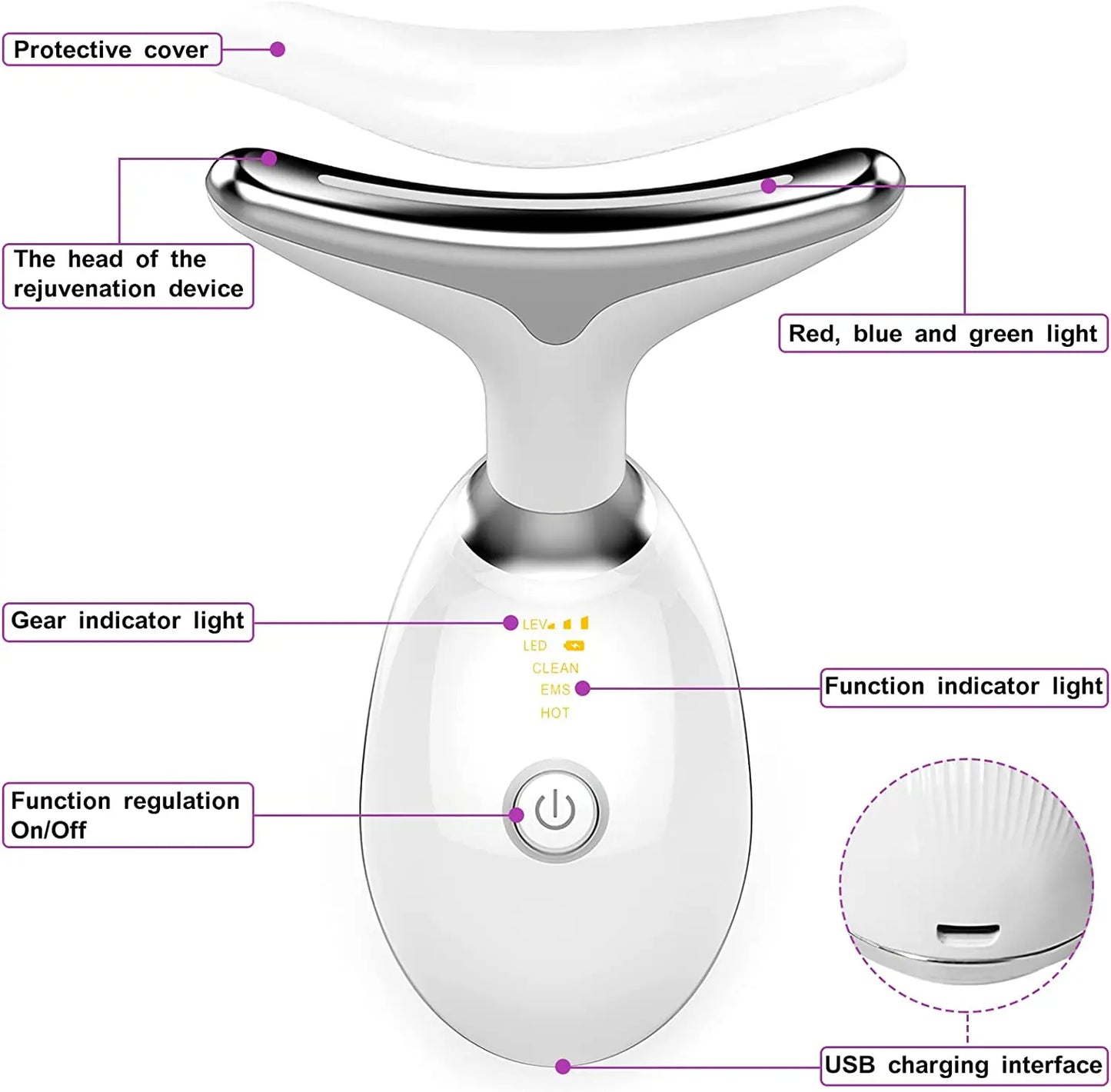 GlowNeck™ – LED Light Therapy Neck Massager for Skin Firming, Jaw Sculpting & Anti-Aging