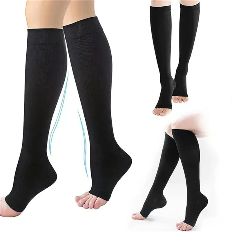 GlowSupport™ – Open-Toe Compression Socks for Circulation, Swelling & Post-Treatment Relief