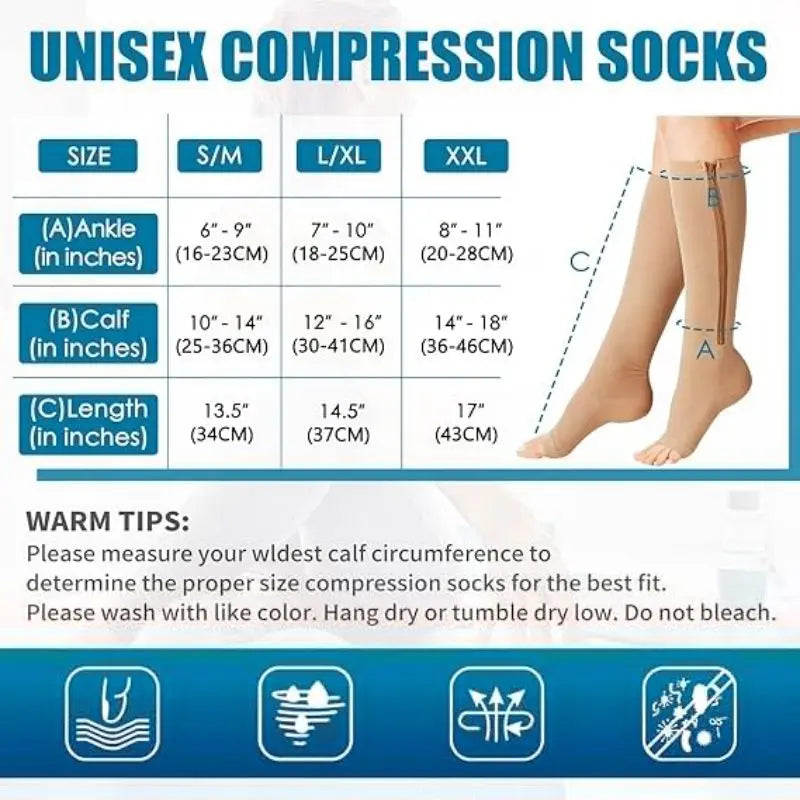 GlowSocks™ Open-Toe – Zipper Compression Socks for Circulation, Swelling & Daily Relief