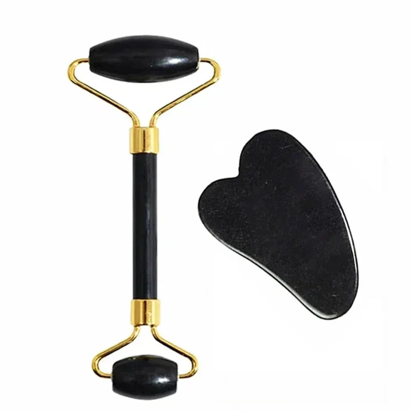 GlowStone™ – Facial Roller & Gua Sha Set