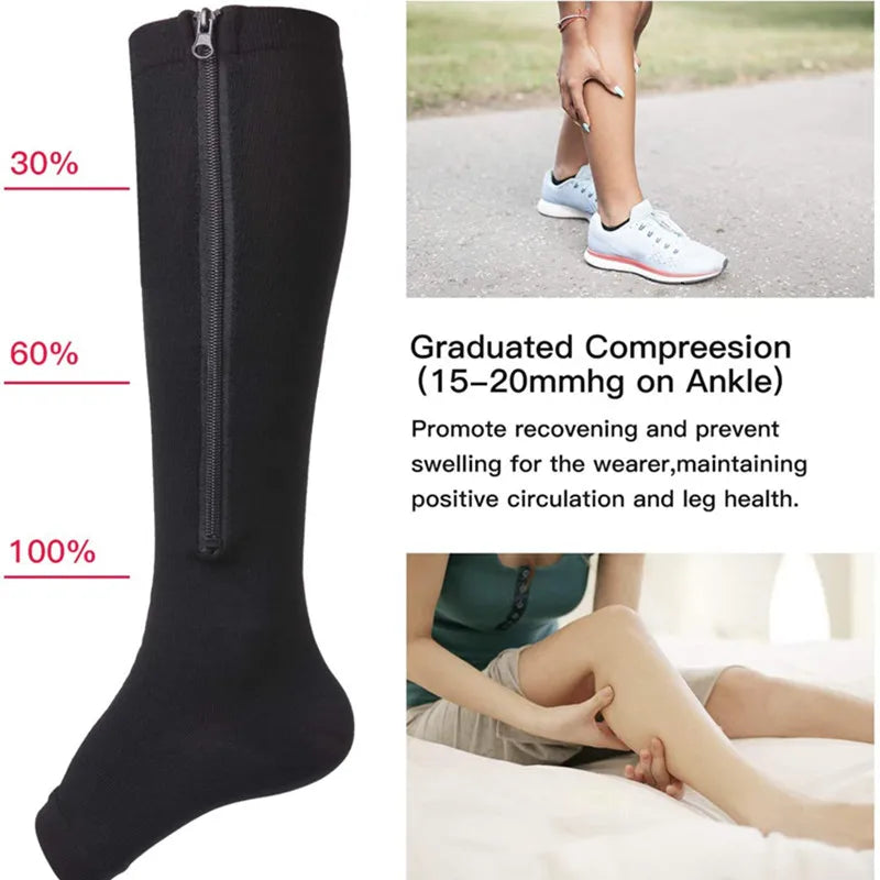 GlowSocks™ Open-Toe – Zipper Compression Socks for Circulation, Swelling & Daily Relief