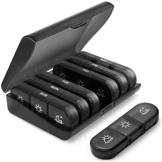 GlowDose™ – Weekly Pill Organizer (3x Daily) for Vitamins, Supplements & Travel
