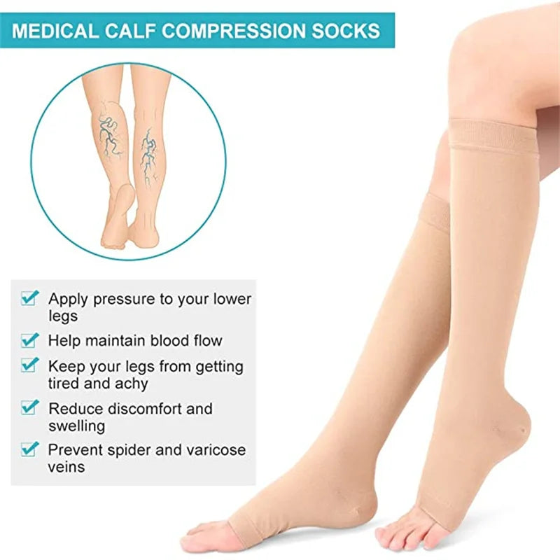 GlowSupport™ – Open-Toe Compression Socks for Circulation, Swelling & Post-Treatment Relief
