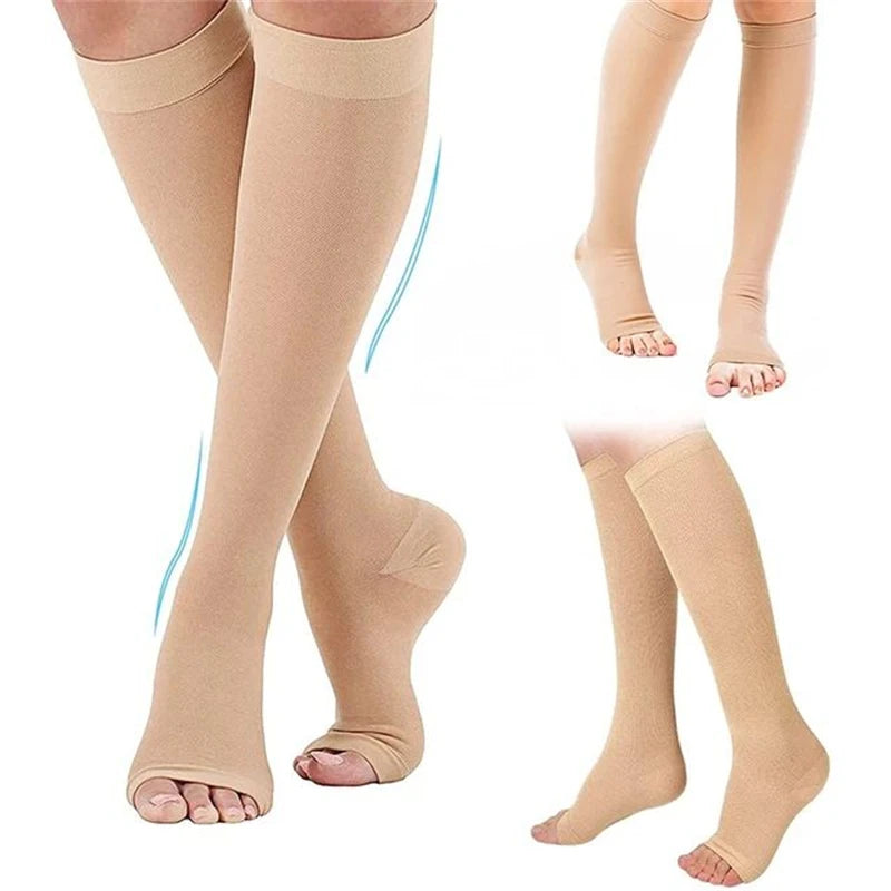 GlowSupport™ – Open-Toe Compression Socks for Circulation, Swelling & Post-Treatment Relief