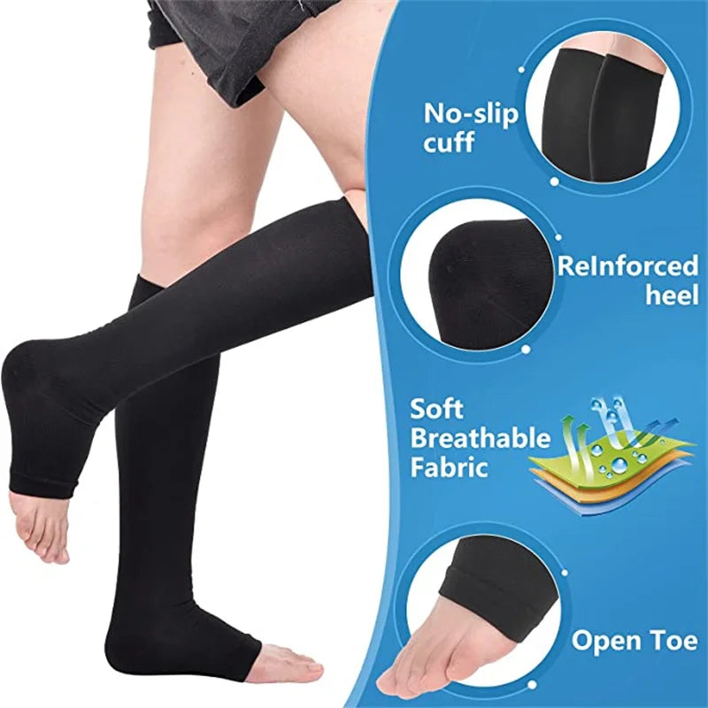 GlowSupport™ – Open-Toe Compression Socks for Circulation, Swelling & Post-Treatment Relief
