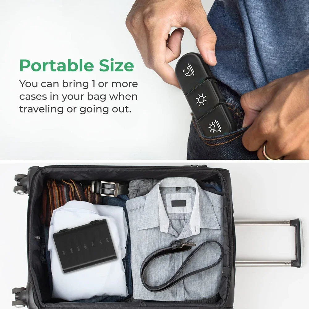 GlowDose™ – Weekly Pill Organizer (3x Daily) for Vitamins, Supplements & Travel