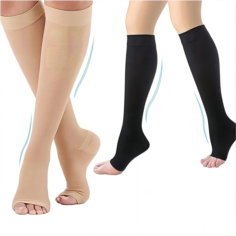 GlowSupport™ – Open-Toe Compression Socks for Circulation, Swelling & Post-Treatment Relief