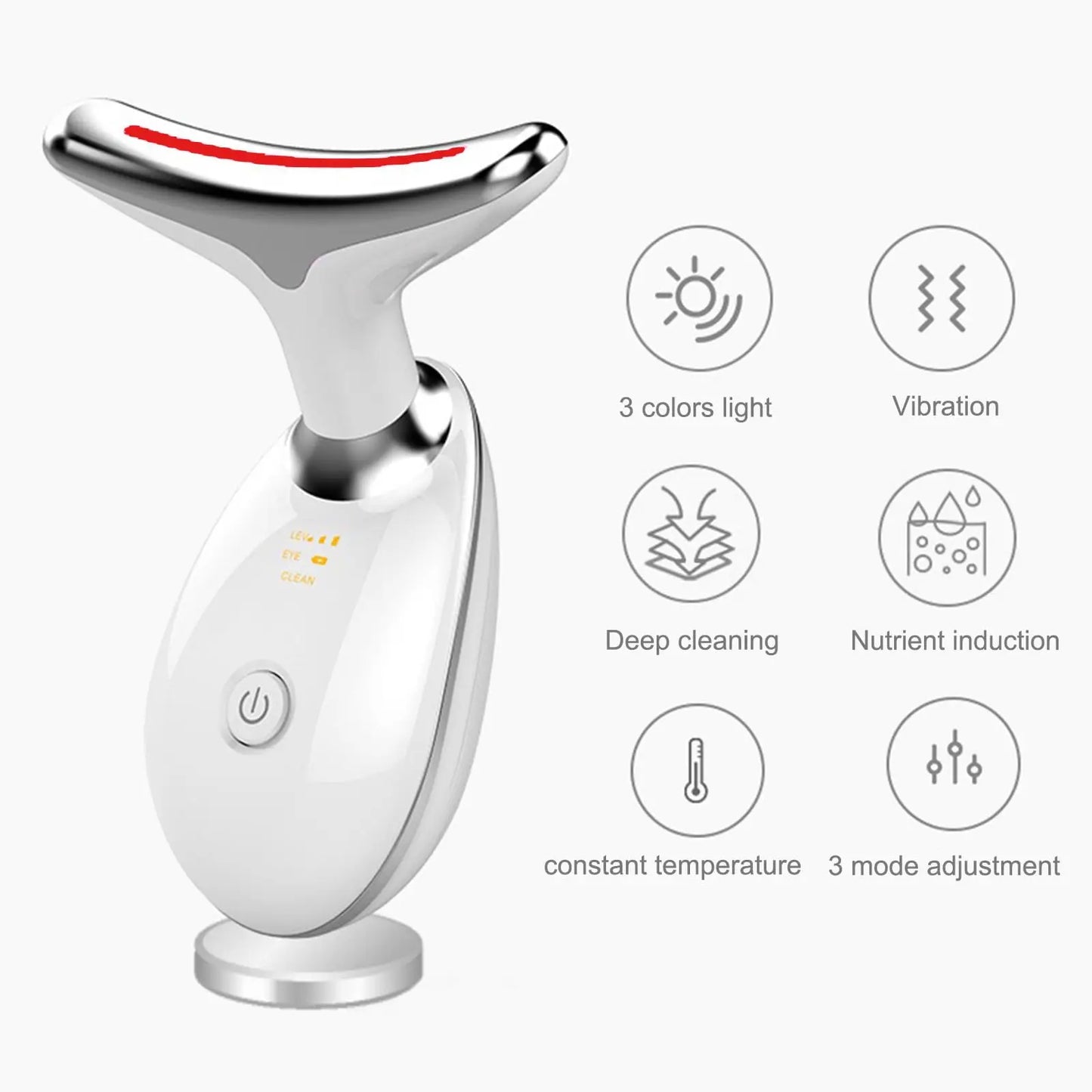 GlowNeck™ – LED Light Therapy Neck Massager for Skin Firming, Jaw Sculpting & Anti-Aging