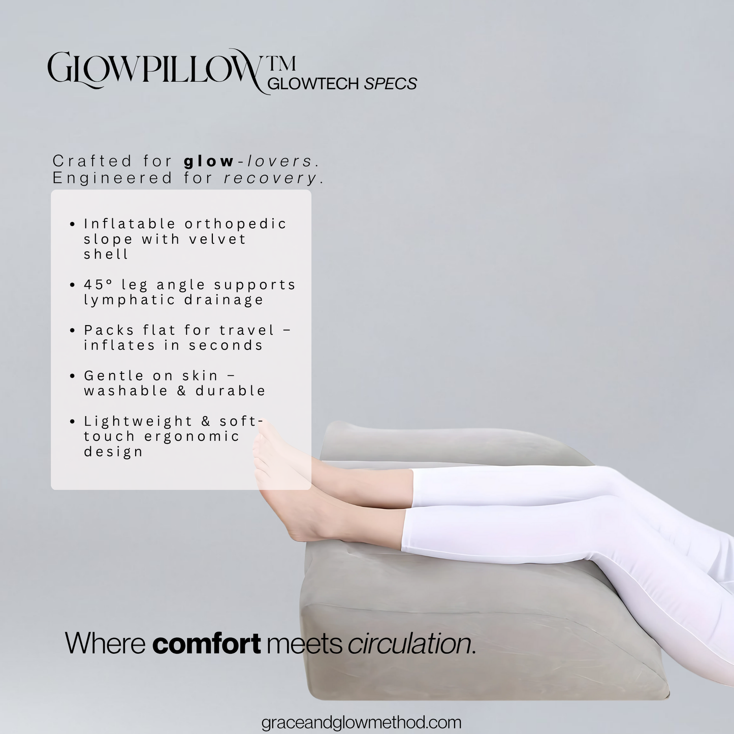 GlowPillow™ – Inflatable Leg Elevation Pillow for Recovery, Travel & Rest