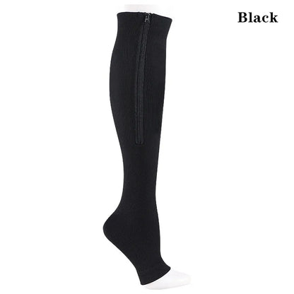 GlowSocks™ Open-Toe – Zipper Compression Socks for Circulation, Swelling & Daily Relief