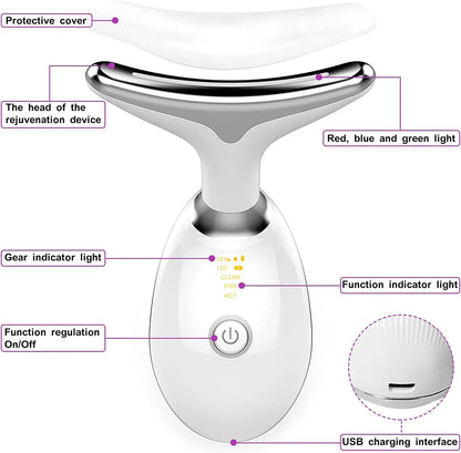 GlowNeck™ – LED Light Therapy Neck Massager for Skin Firming, Jaw Sculpting & Anti-Aging