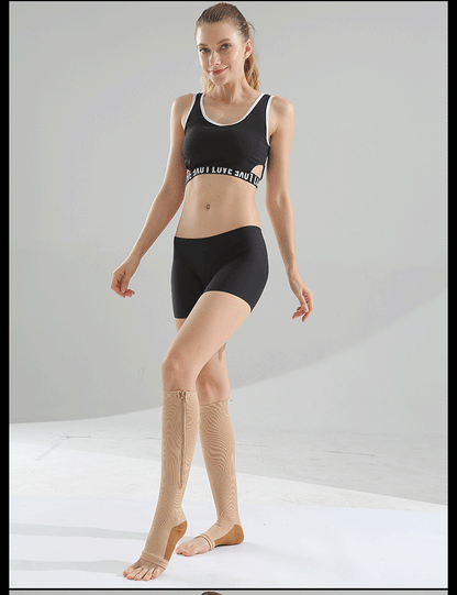 GlowSocks™ Open-Toe – Zipper Compression Socks for Circulation, Swelling & Daily Relief